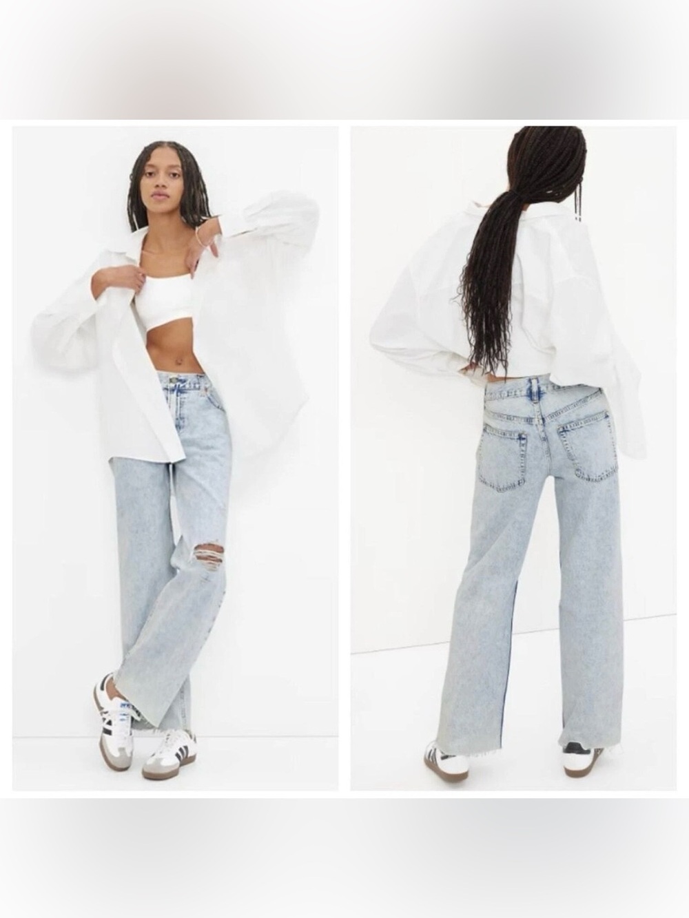 Gap Low Stride Wide Leg Jeans Womens 14 R Acid Wash Y2K Skater Loose Baggy 90s